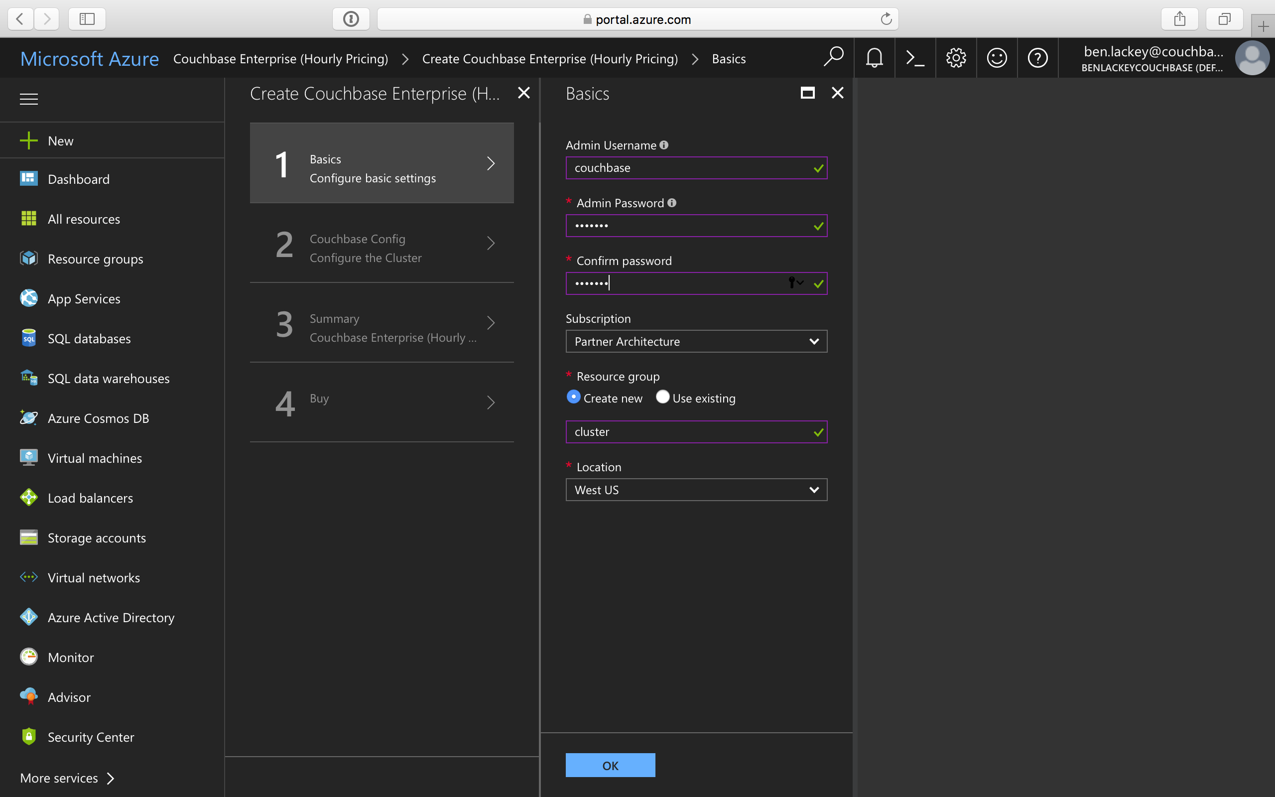 azure portal cb configure basic settings