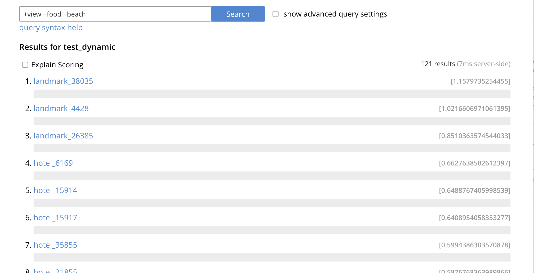 fts index dynamic search results