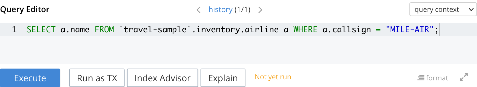 The Query Editor showing a query